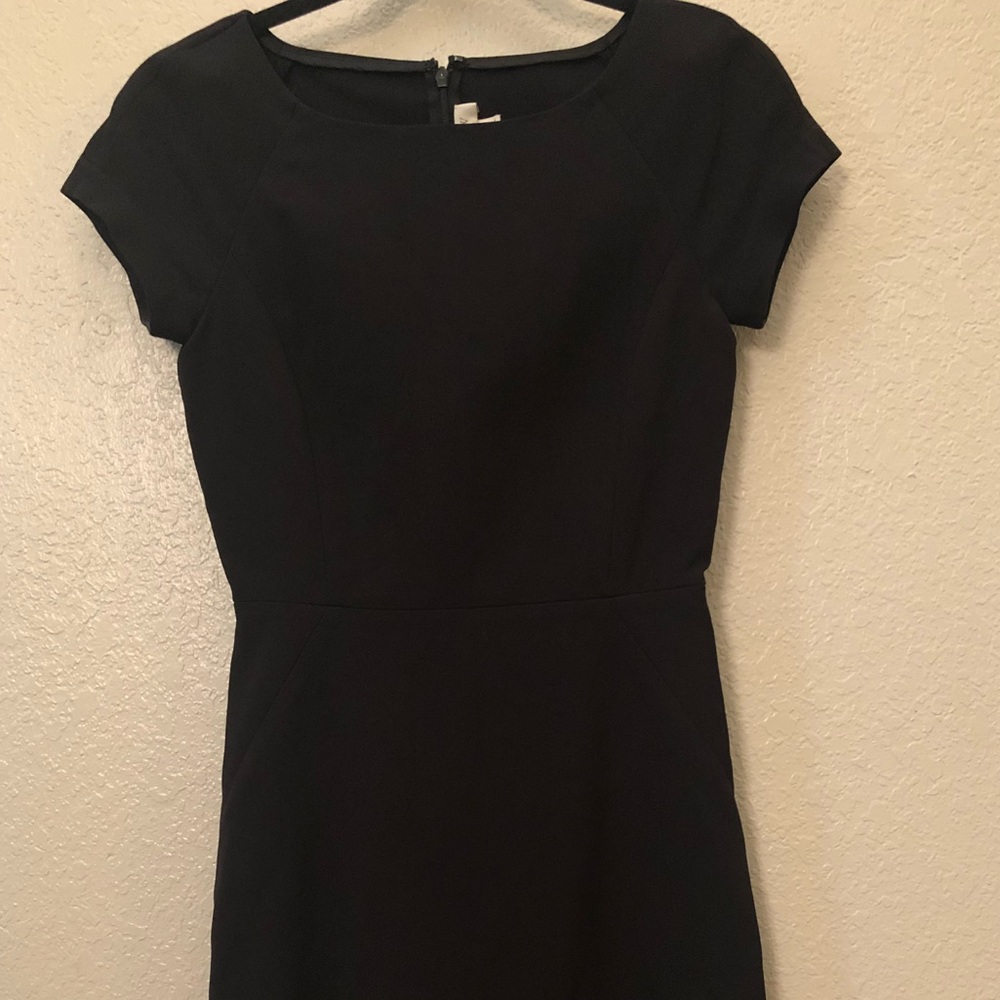 J Crew Black Cap Sleeve Pencil Sheath Dress